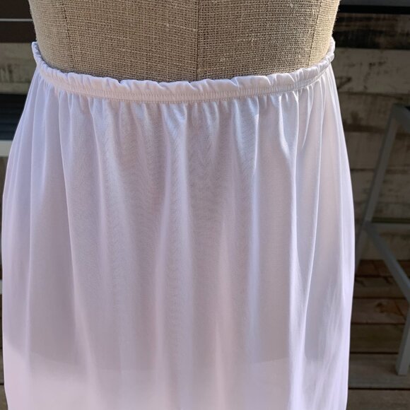 Vintage 90s Slip Skirt White Satin Lace Trim Fairy Boho Chic 90s Lingerie New - Picture 2 of 10